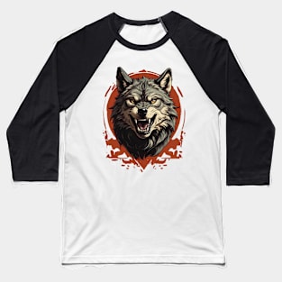 Roaring Wolf Art Baseball T-Shirt